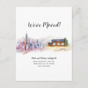 Postal De Anuncios Nos hemos mudado a Modern Watercolor Country