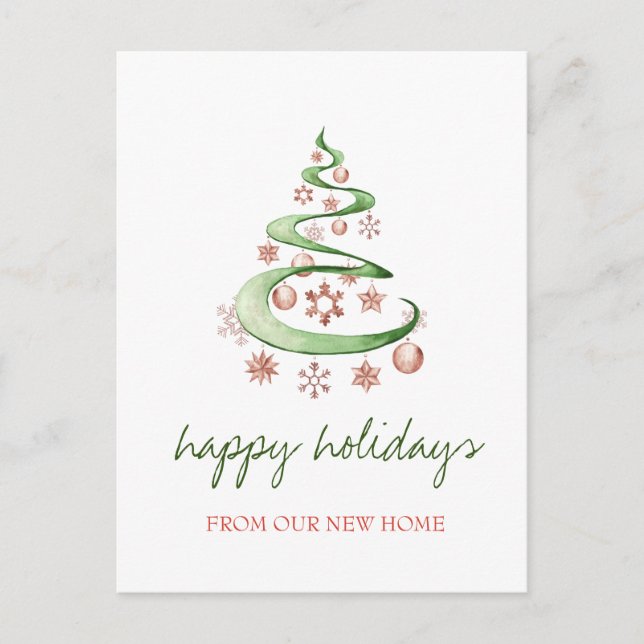 Postal De Anuncios Nos Hemos Mudado, Árbol De Navidad, Fiestas De Bol (Anverso)