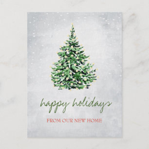 Postal De Anuncios Nos hemos mudado,Árbol de Navidad,Nieve
