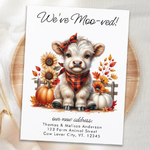 Postal De Anuncios Nos hemos mudado Autumn Highland Cow Nueva Direcci