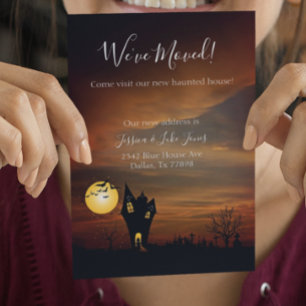 Postal De Anuncios Nos hemos mudado aviso de nueva dirección Hallowee