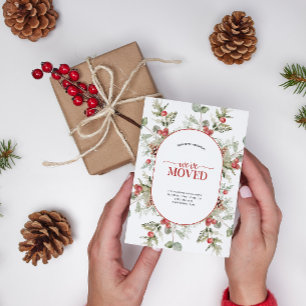 Postal De Anuncios Nos hemos mudado Bayas Rojas de Pino de Invierno