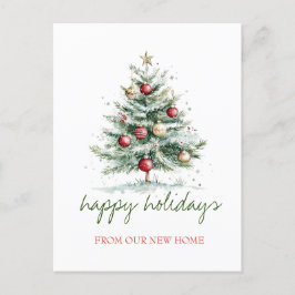 Postal De Anuncios Nos hemos mudado, Bolas Rojas de árbol de Navidad