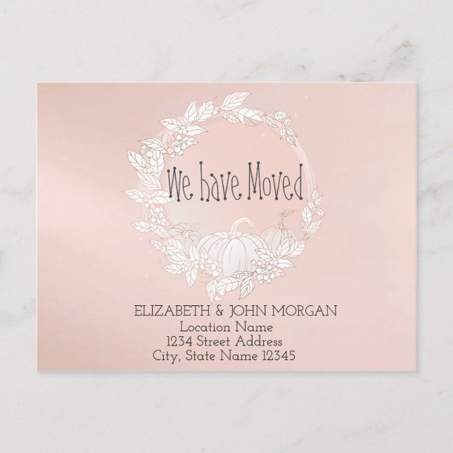 Postal De Anuncios Nos Hemos Mudado, Calabaza Nueva Dirección (Anverso)