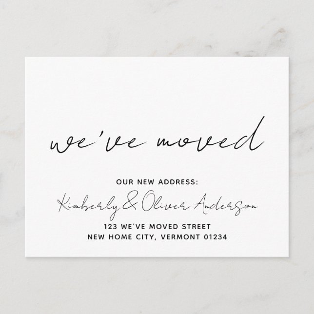 Postal De Anuncios Nos hemos mudado Caligrafía a mano Dirección Cambi (Anverso)