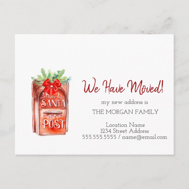 Postal De Anuncios Nos Hemos Mudado, Carta De Buzón A Santa (Anverso)