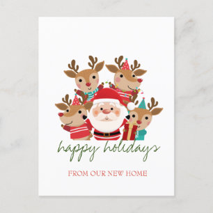 Postal De Anuncios Nos hemos mudado,Ciervos,Navidad de Santa Claus 