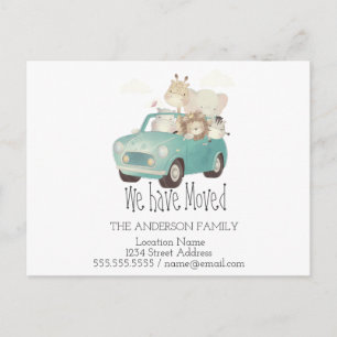 Postal De Anuncios Nos hemos mudado,Coche,Animales,Nueva dirección