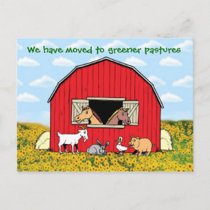Postal De Anuncios Nos hemos mudado con animales de granja Nueva dire