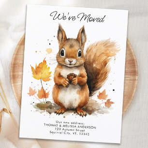 Postal De Anuncios Nos hemos Mudado Cute Ardilla de Otoño Nueva Direc