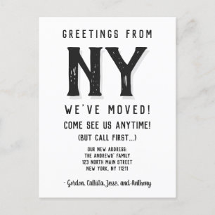 Postal De Anuncios Nos hemos mudado Divertido Sassy Negro Simple Nuev
