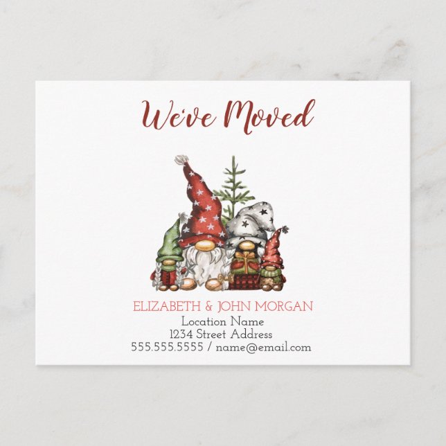 Postal De Anuncios Nos hemos mudado, familia Gnomos (Anverso)