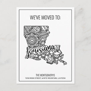 Postal De Anuncios Nos hemos mudado Floral Mandala Estado de Luisiana