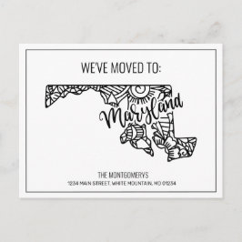 Postal De Anuncios Nos hemos mudado Floral Mandala Maryland State