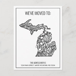 Postal De Anuncios Nos hemos mudado Floral Mandala Michigan State