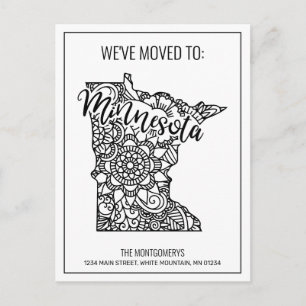 Postal De Anuncios Nos hemos mudado Floral Mandala Minnesota State