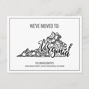 Postal De Anuncios Nos hemos mudado Floral Mandala Virginia State
