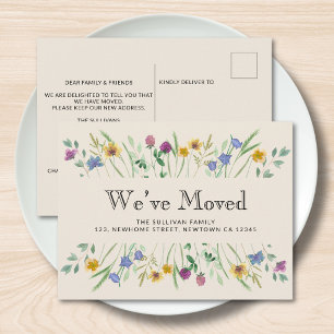 Postal De Anuncios Nos hemos mudado Floral Moving
