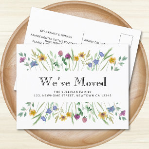 Postal De Anuncios Nos hemos mudado Floral Moving