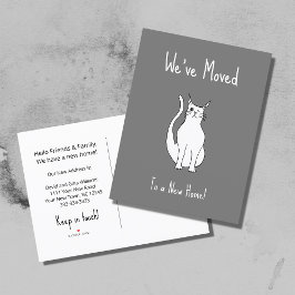 Postal De Anuncios Nos hemos mudado Gatito sonriente gris a nueva cas