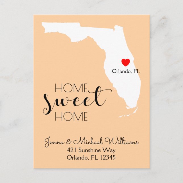 Postal De Anuncios Nos hemos mudado | Hogar dulce Florida (Anverso)