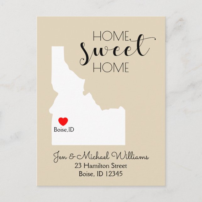 Postal De Anuncios Nos hemos mudado | Home Sweet Home Idaho (Anverso)