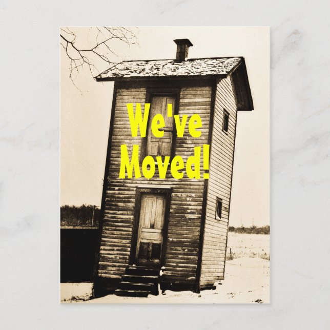 Postal De Anuncios ¡Nos hemos mudado! Inodoro antiguo de dos pisos (Anverso)