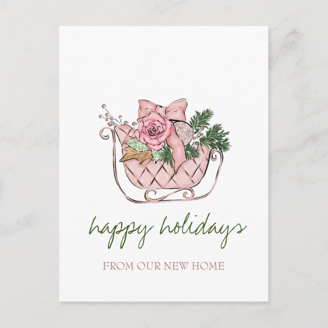 Postal De Anuncios Nos Hemos Mudado, Moda Rosa Sleigh (Anverso)