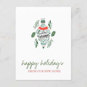 Postal De Anuncios Nos Hemos Mudado, Navidad Ornamento Festividad