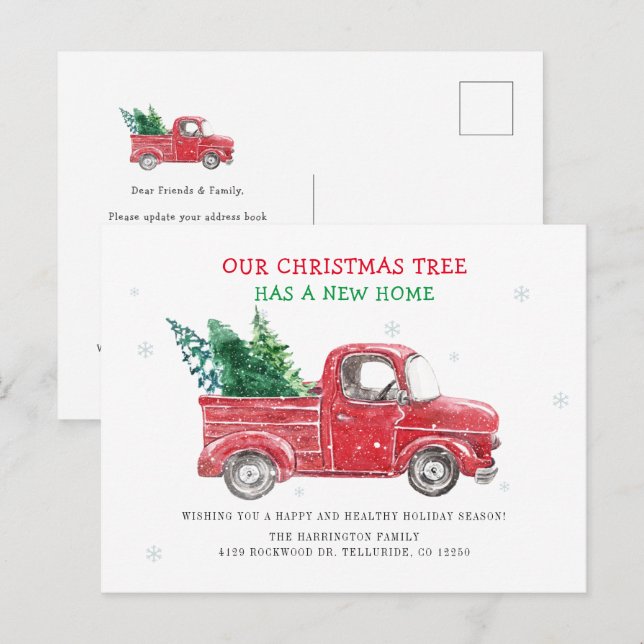 Postal De Anuncios Nos hemos mudado Navidades de vacaciones Camión Ro (Anverso / Reverso)