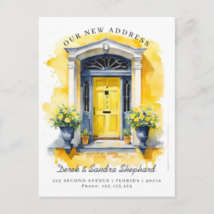 Postal De Anuncios Nos hemos mudado Nueva Dirección Puerta Acuarela A