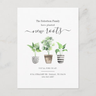 Postal De Anuncios Nos hemos mudado Plantamos Nuevas Raíces Boho Muda