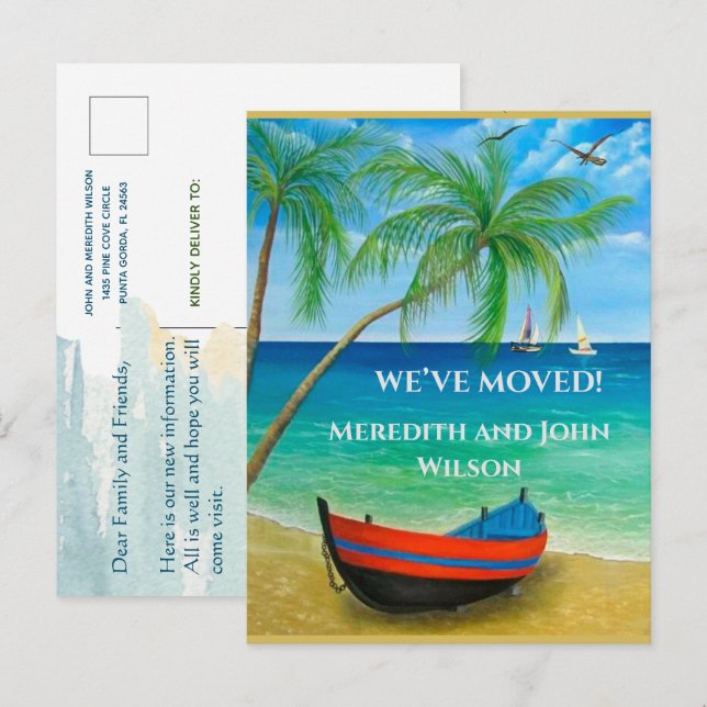 Postal De Anuncios Nos hemos mudado Presupuesto Playa Ocean Palms en  (Anverso / Reverso)