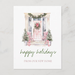 Postal De Anuncios Nos hemos mudado, puerta frontal de vacaciones