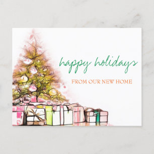 Postal De Anuncios Nos hemos mudado, regalos de árbol de Navidad Fies
