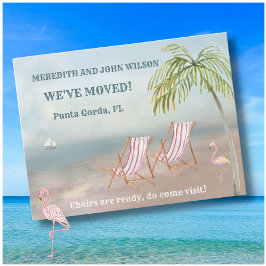Postal De Anuncios Nos hemos mudado Sillas de playa Budget Ocean Beac