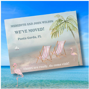 Postal De Anuncios Nos hemos mudado Sillas de playa Budget Ocean Beac