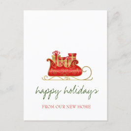 Postal De Anuncios Nos hemos mudado,Trineo de Navidad Fiesta 