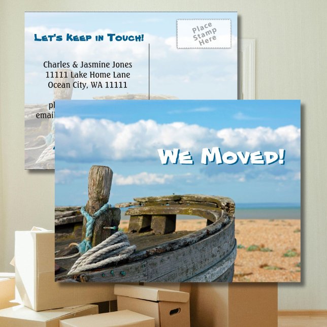 Postal De Anuncios Nos movemos - Pescador, cielo azul, playa, nubes (Subido por el creador)