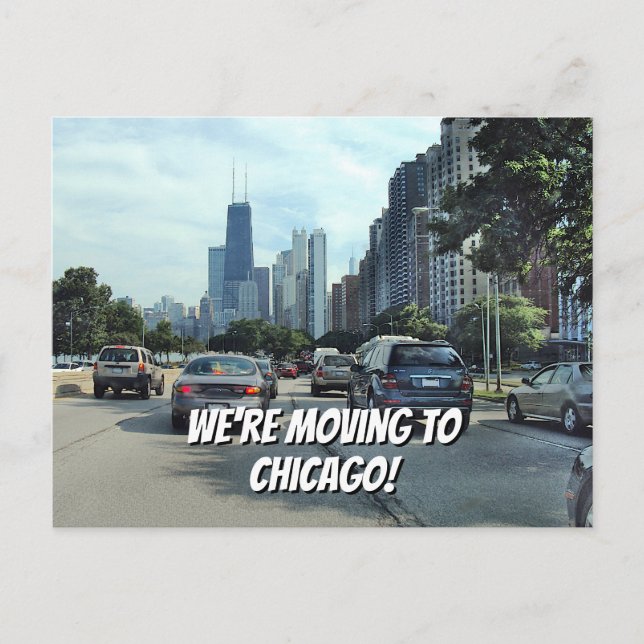 Postal De Anuncios Nos mudamos a Chicago Tus Palabras y Foto (Anverso)