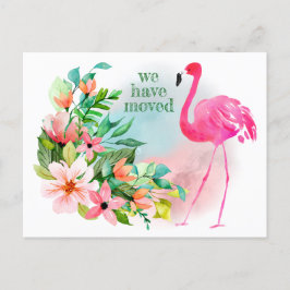 Postal De Anuncios Nos mudamos a Florida floral rosa flamígon nuevo h
