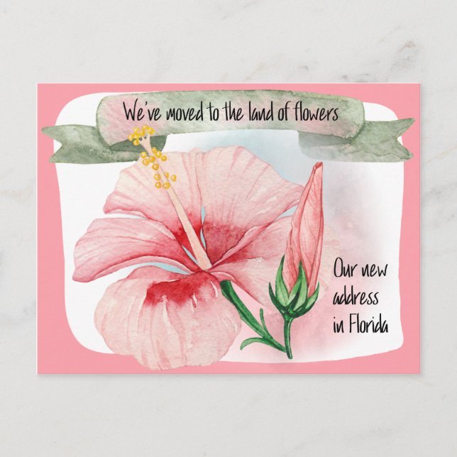 Postal De Anuncios Nos mudamos a la tierra de las flores nueva direcc (Anverso)