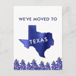 Postal De Anuncios Nos mudamos al mapa del estado de Bluebonnet Texas