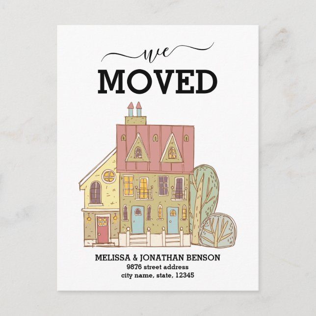 Postal De Anuncios Nos mudamos de la nueva dirección residencial de V (Anverso)