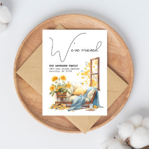 Postal De Anuncios Nos Mudamos Dirección Ventana Floral Nueva