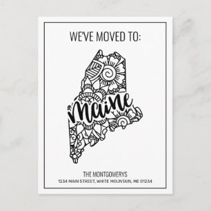 Postal De Anuncios Nos Mudamos Floral Mandala Maine Estado