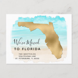 Postal De Anuncios Nos mudamos Florida Map Beach Scene Nueva Direcció