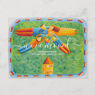 Postal De Anuncios Nos Mudamos Ilustración de Familia Linda Nueva Cas