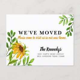 Postal De Anuncios Nos Mudamos Nueva Casa Floral Amarillo Verde Anunc