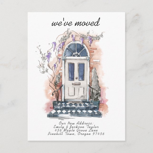 Postal De Anuncios Nos Mudamos - Nueva Dirección Moderna Aquarela Pue (Anverso)